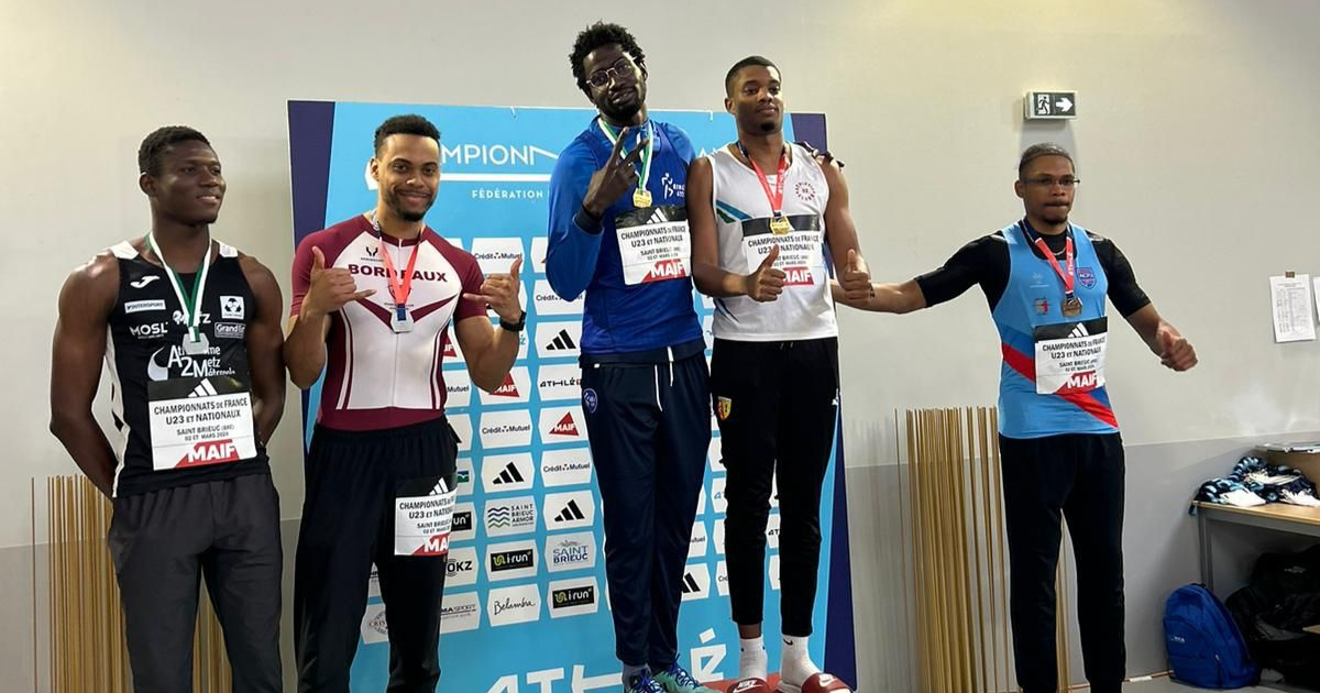 Kinley MANGA MBASSA du Stade Bordelais Athlétisme médaillé d'argent aux championnats de France de triple-saut
